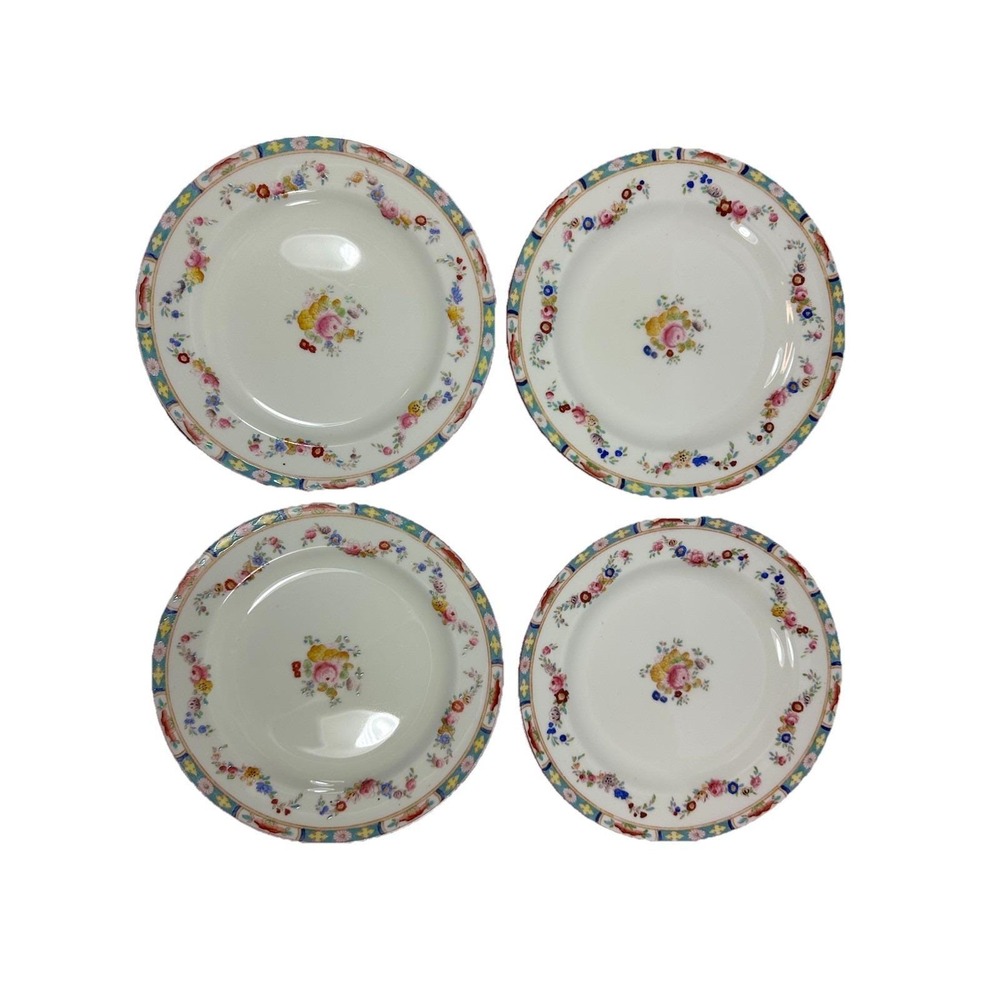 Crown England Sutherland Salad Plates 8" Set Of 4 Rose Garland Floral Swag Vtg